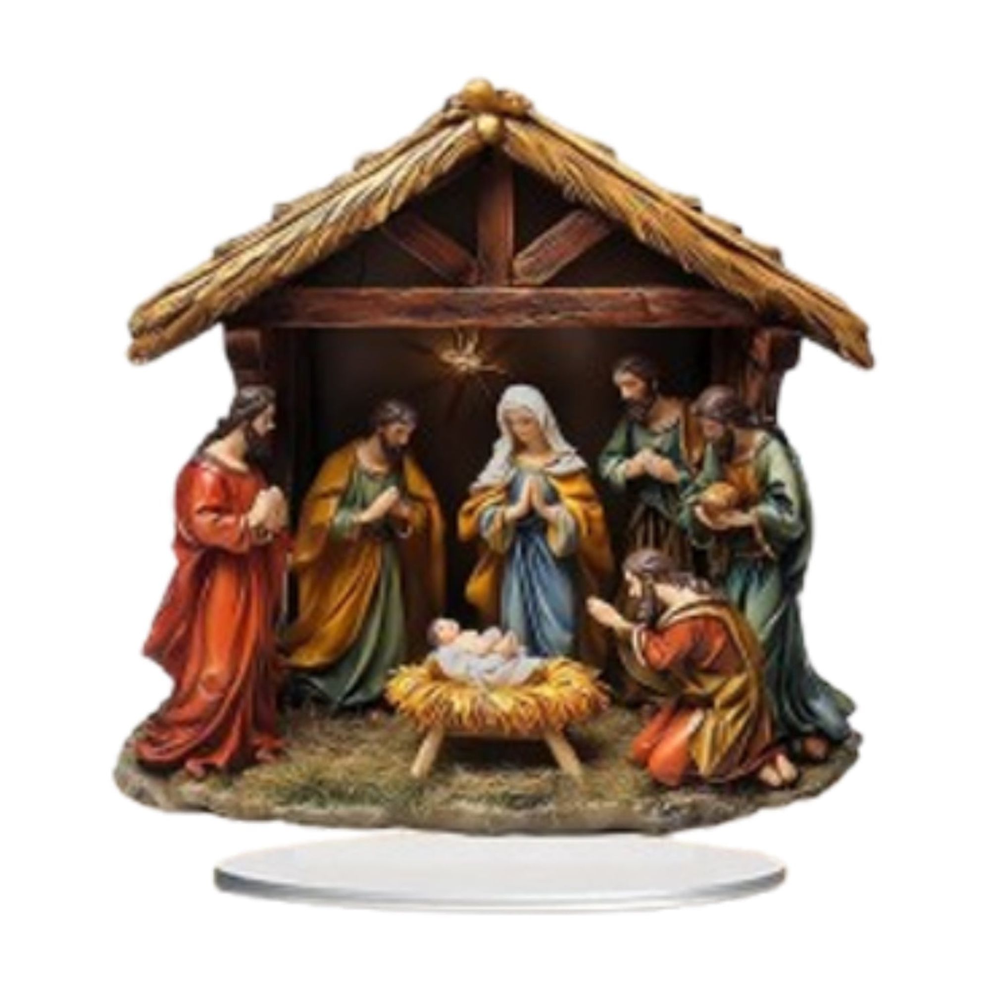 Hirigin Jesus Nativity Scenes with Stand Acrylic Nativity Christian Decor